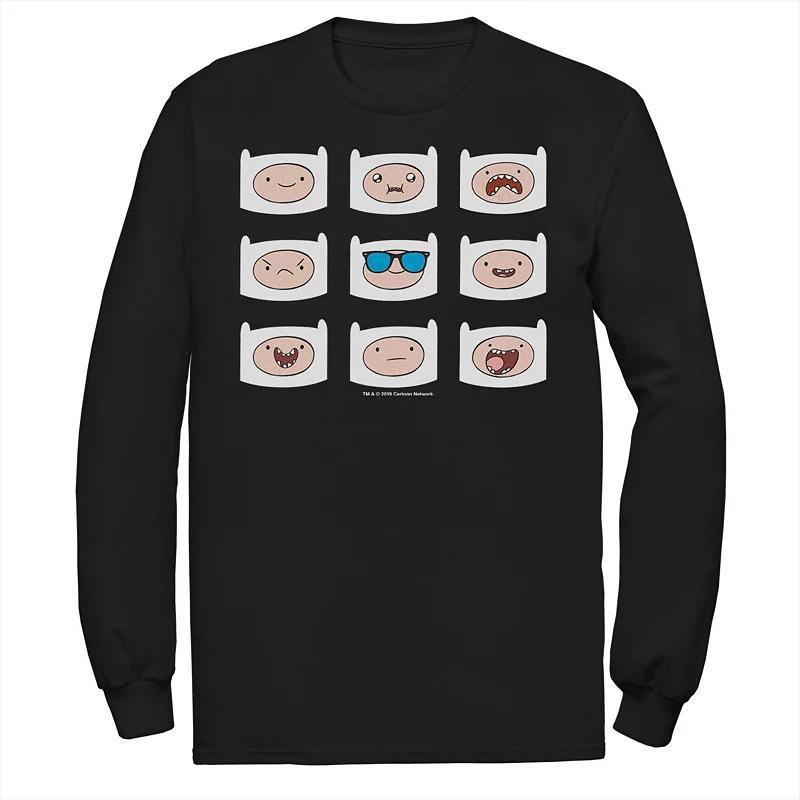 Mens Adventure Time Finns Many Faces Grid Long Sleeve Graphic Tee Product Image