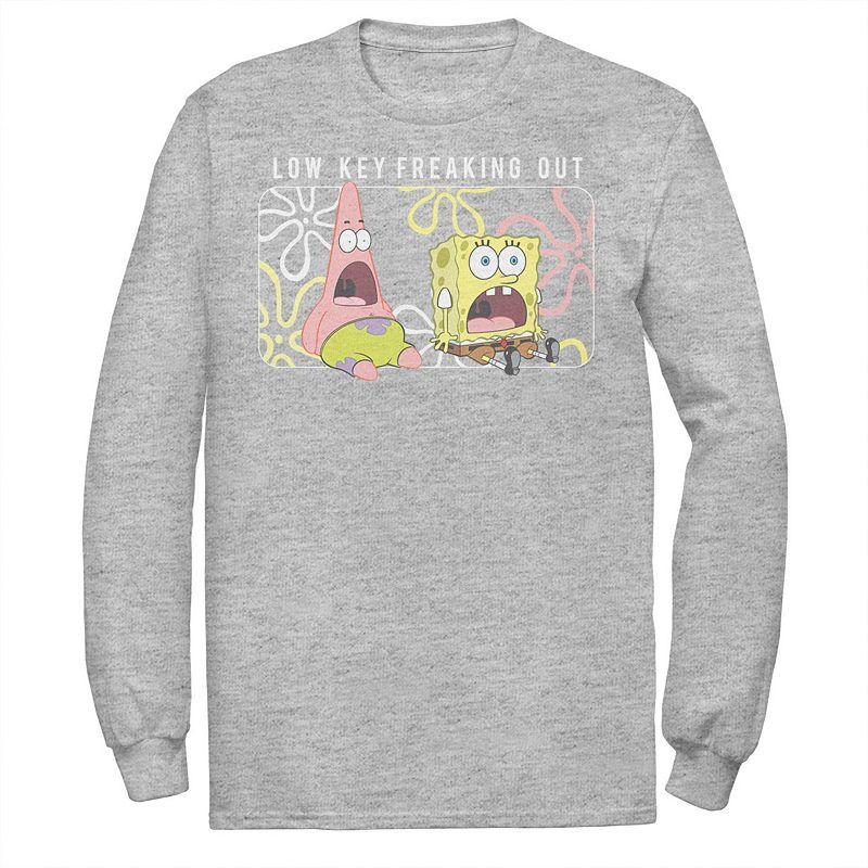 Mens Spongebob Patrick Low Key Freaking Out Tee Athletic Grey Product Image