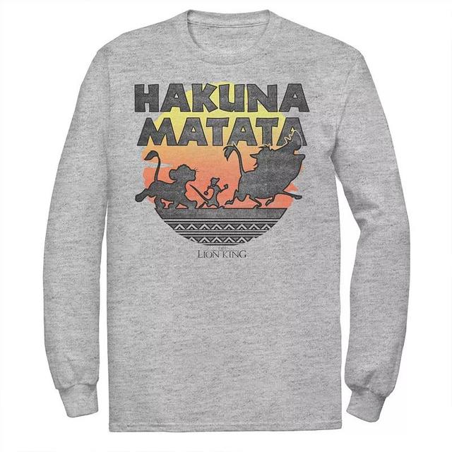 Disneys The Lion King Mens Hakuna Matata Sunset Silhouette Poster Tee Athletic Grey Product Image