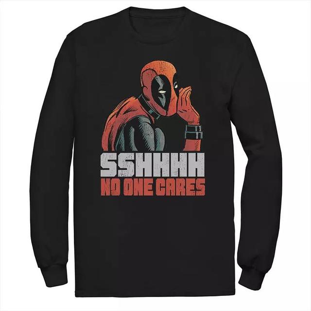 Big & Tall Deadpool Shhh, No One Cares Poster Long Sleeve Graphic Tee, Mens Product Image