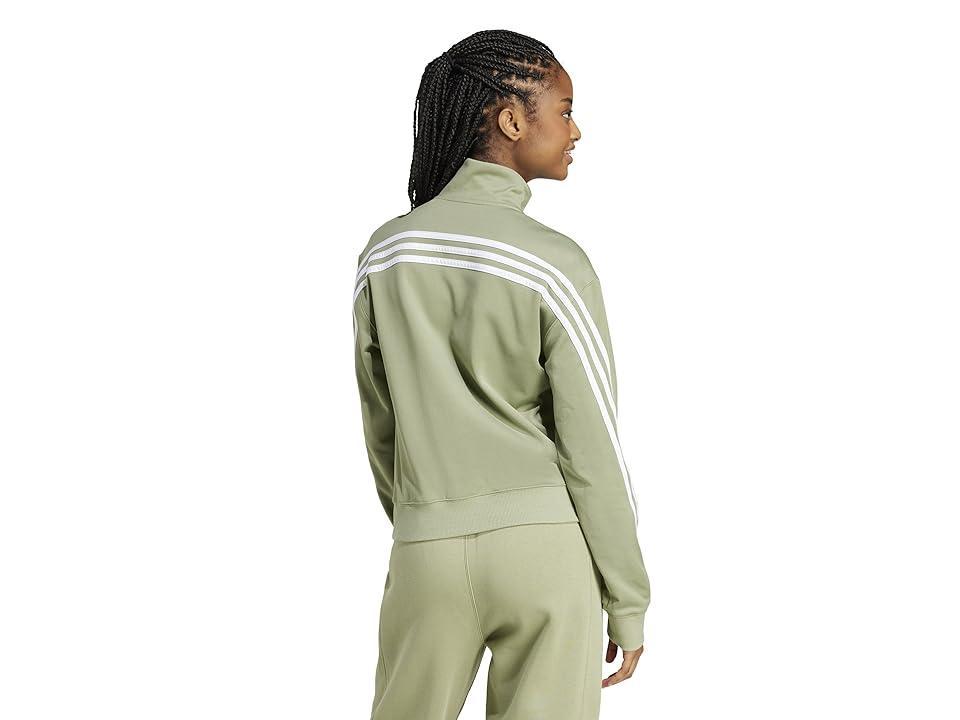 adidas Iconic Wrapping 3-Stripes Snap Track Jacket (Tent /White) Women's Jacket Product Image