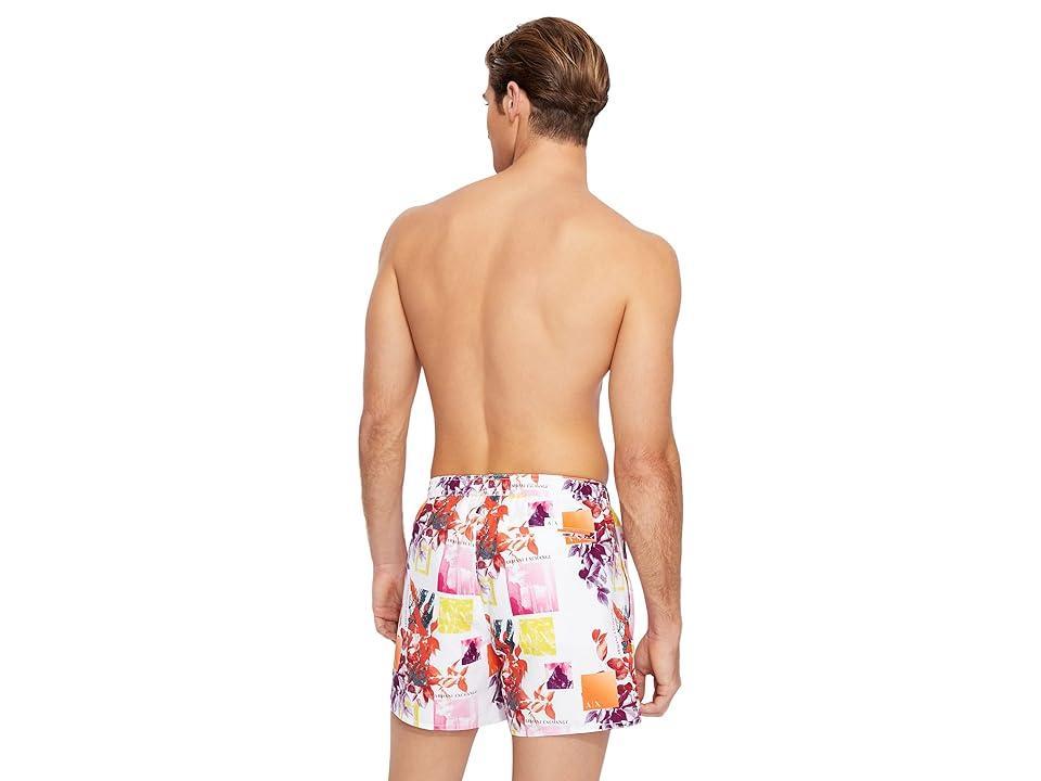 Armani Exchange All Over Collage Print Swimshorts (White Collage) Men's Swimwear Product Image