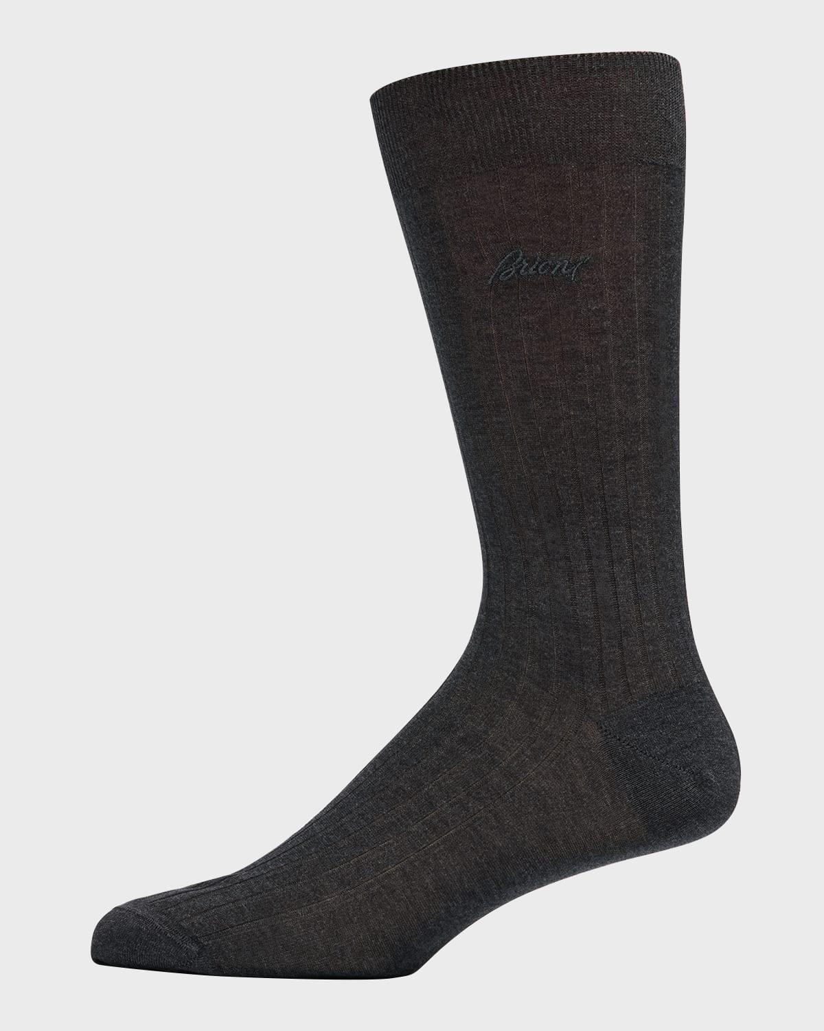 Mens Ribbed Cotton Crew Socks Product Image