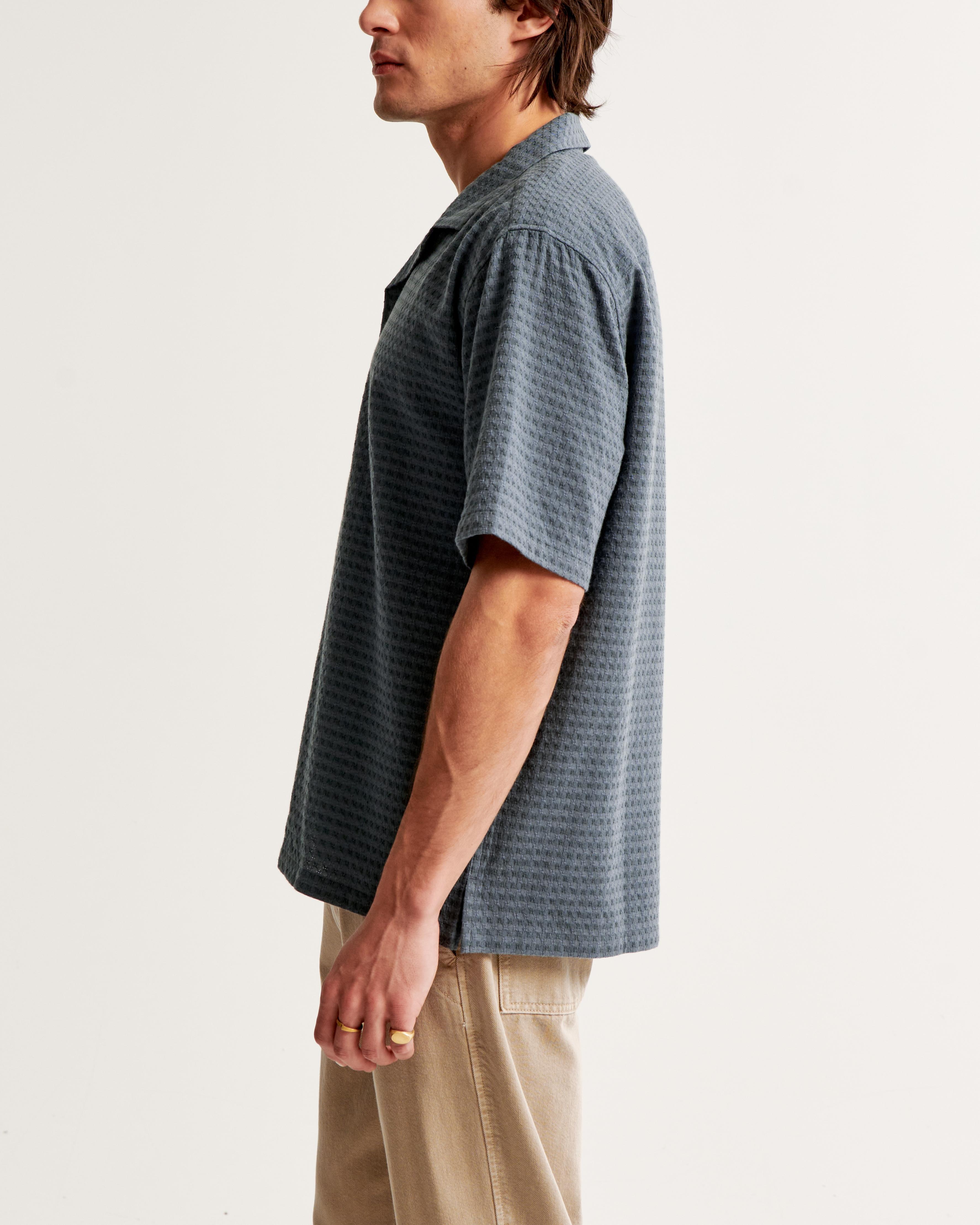 Camp Collar Waffle Button-Up Shirt Product Image