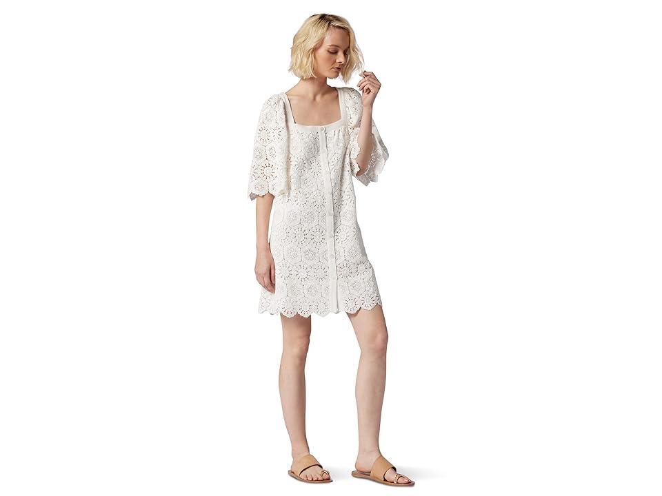 Joie Leona Mini Crochet Cotton Dress (Porcelain) Women's Clothing Product Image