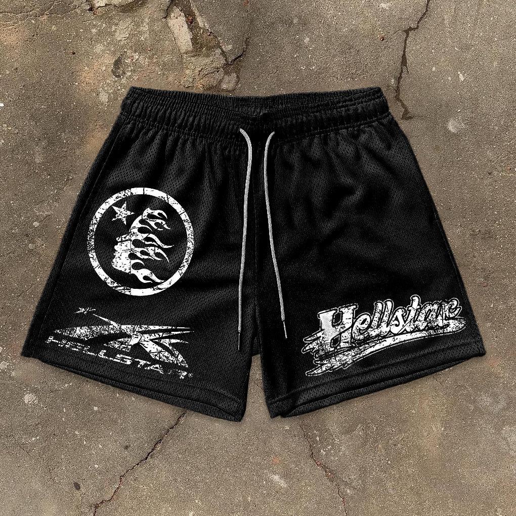 Vintage Hellstar Graphic Casual Street Mesh Shorts Product Image