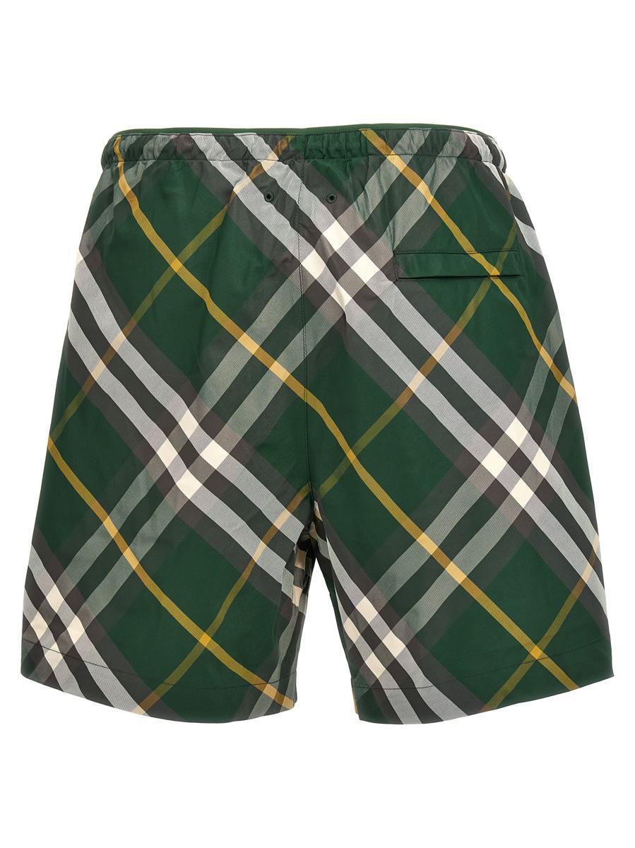 Check Swim Shorts In Green Product Image