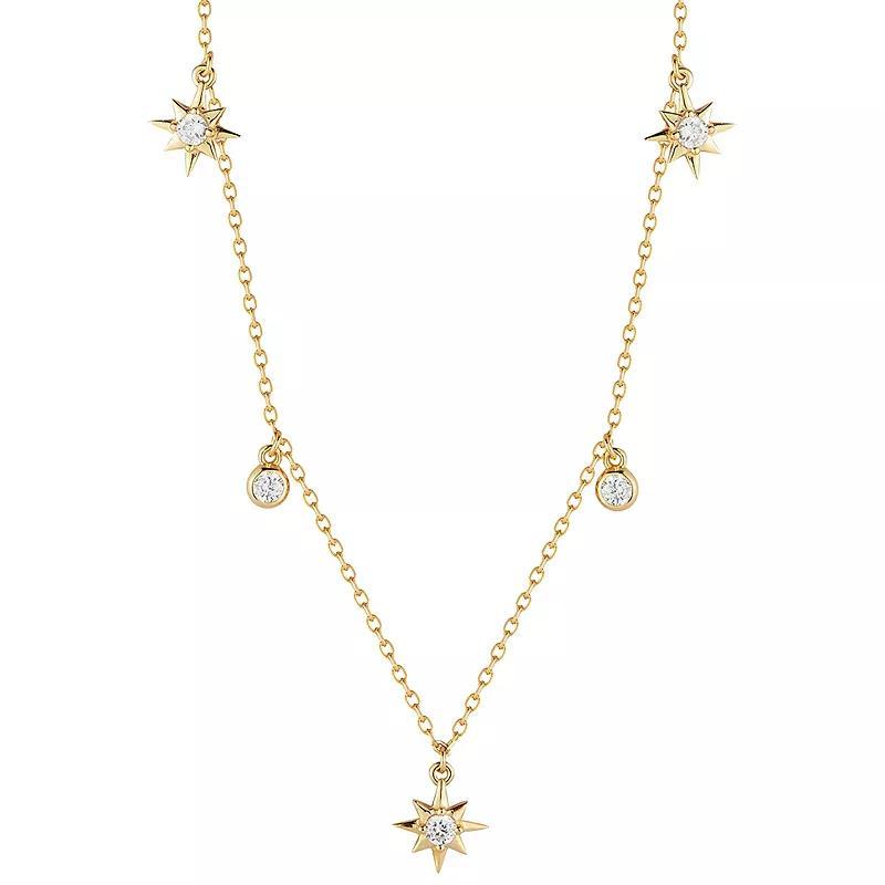 Sunkissed Sterling Cubic Zirconia Tri North Star Necklace, Womens Gold Tone Product Image