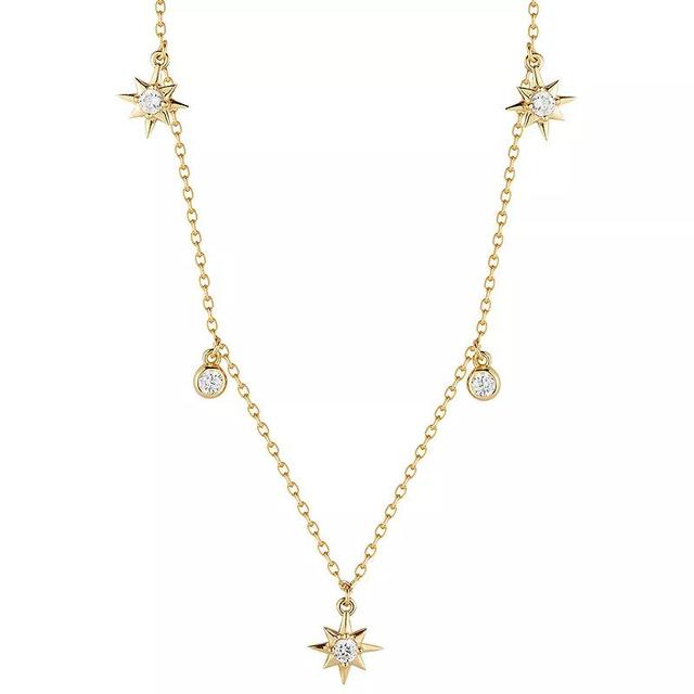 Sunkissed Sterling Cubic Zirconia Tri North Star Necklace, Womens Gold Tone Product Image