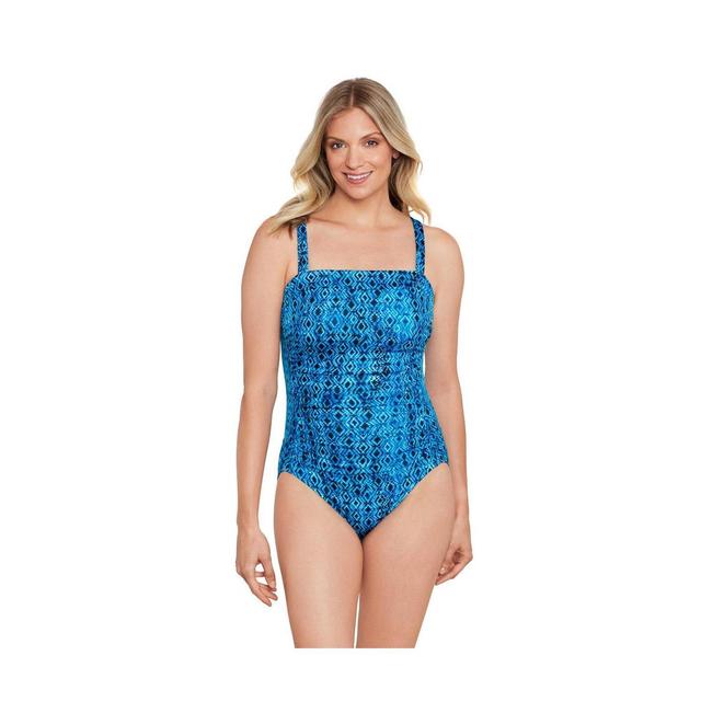 Women's ShapeSolver Shirred Front Panel One-Piece Swimsuit Product Image