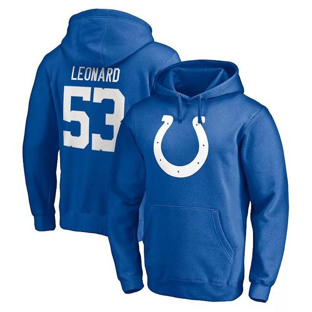 Mens Fanatics Branded Darius Leonard Royal Indianapolis Colts Player Icon Name & Number Pullover Hoodie Product Image