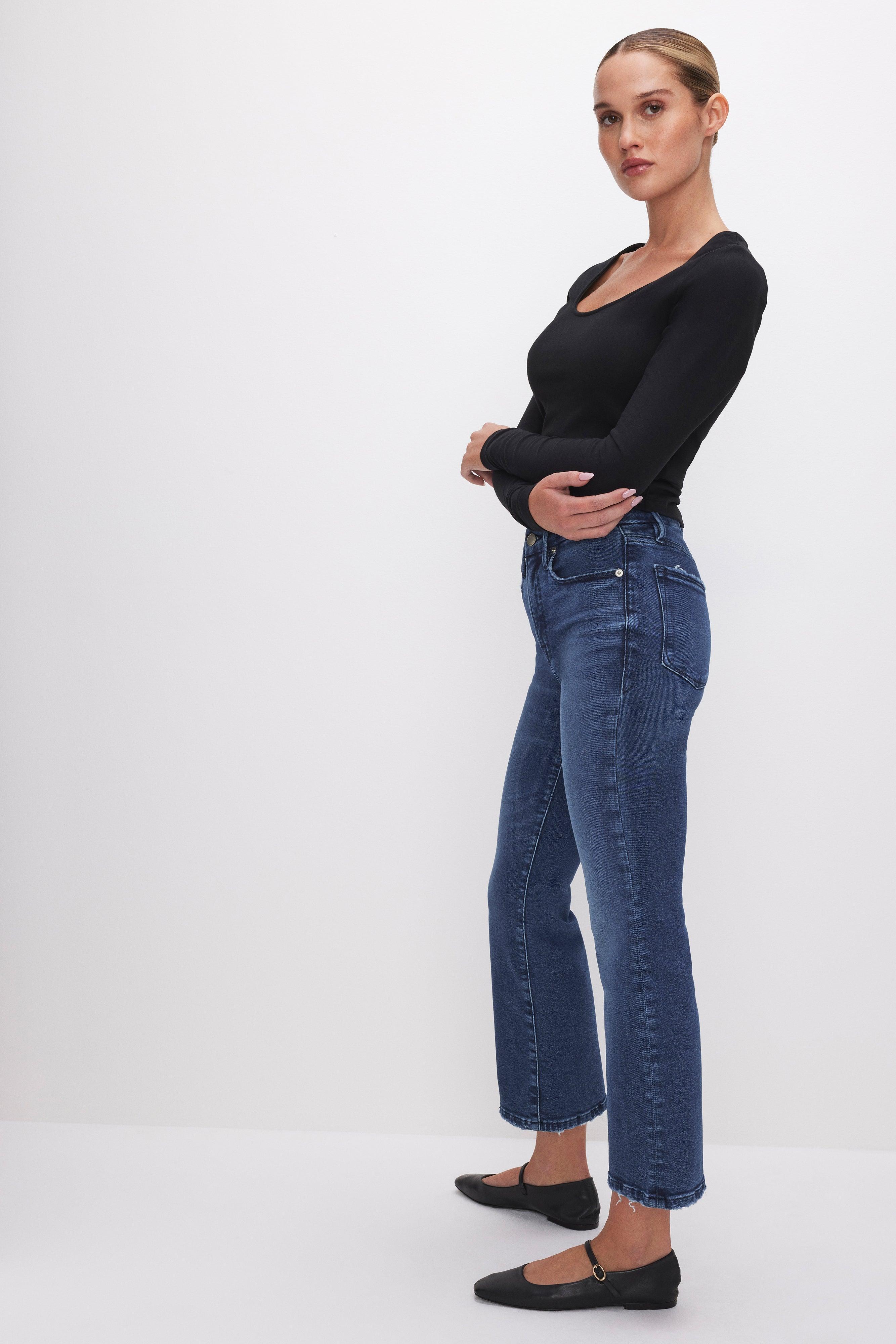 GOOD LEGS LIGHT COMPRESSION CROPPED MINI BOOT JEANS | INDIGO625 Product Image