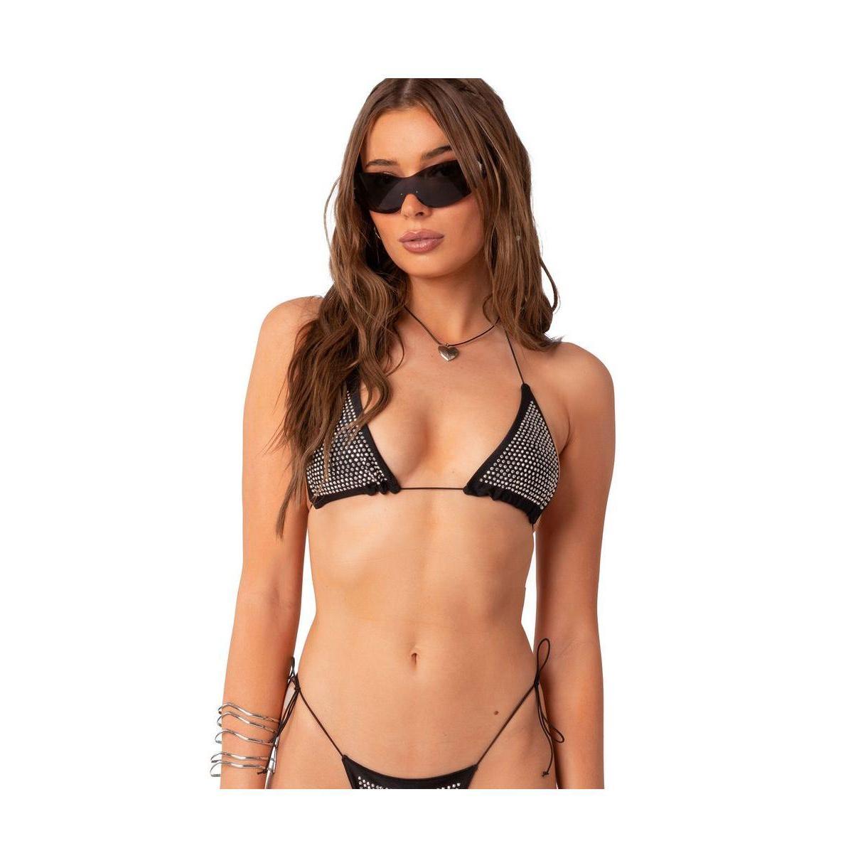 EDIKTED Shimmer Rhinestone Bikini Top Product Image