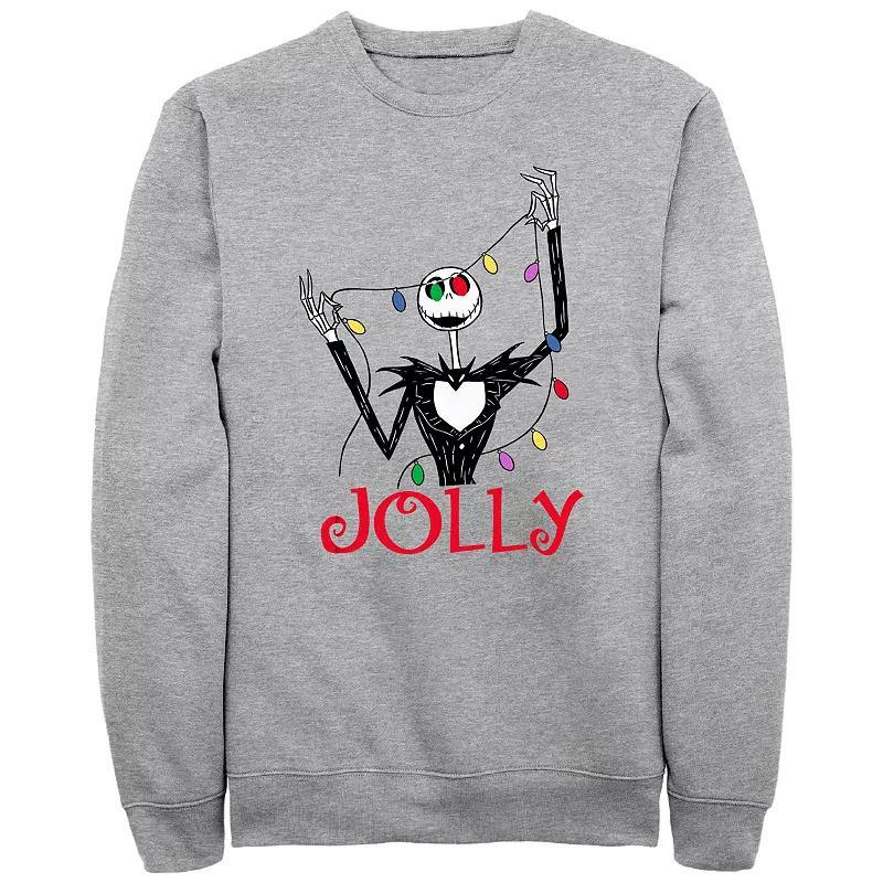 Mens Nightmare Before Christmas Jolly Jack Christmas Lights Eyes Sweatshirt Product Image