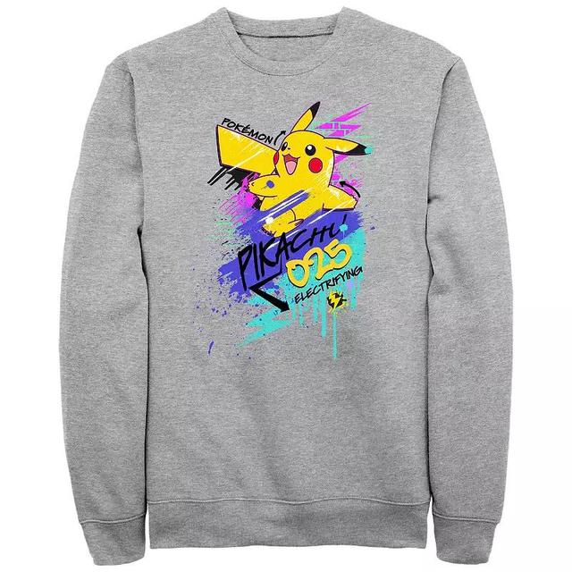 Mens Pokemon Pikachu Graffiti Fleece Sweatshirt Athletic Grey Product Image