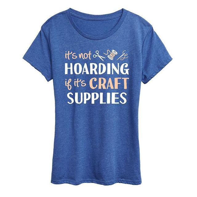 Womens Not Hoarding If Its Crafts Graphic Tee Grey Royal Blue Product Image