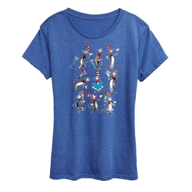 Womens Dr. Seuss Cat Hat Grid Graphic Tee Product Image