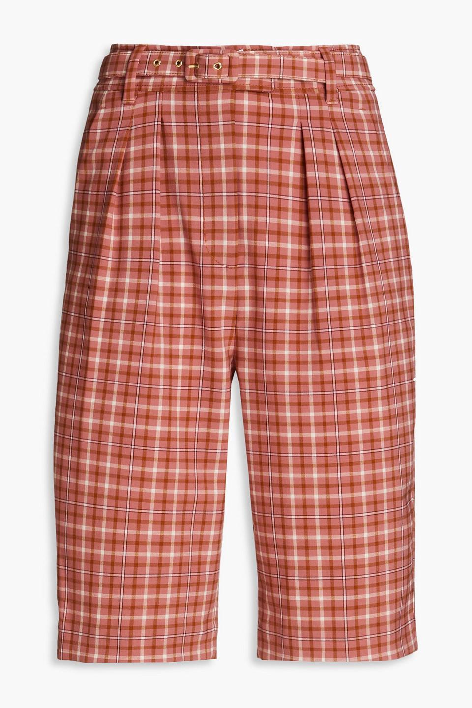 Belted Checked Jacquard Shorts In Antique Rose Product Image