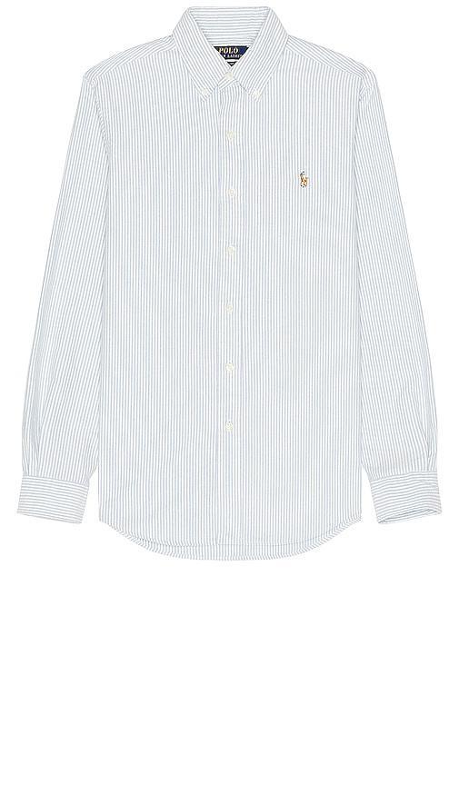 Polo Ralph Lauren Oxford Sport Shirt in Blue & White Stripe - Blue. Size M (also in L, XL/1X). Product Image