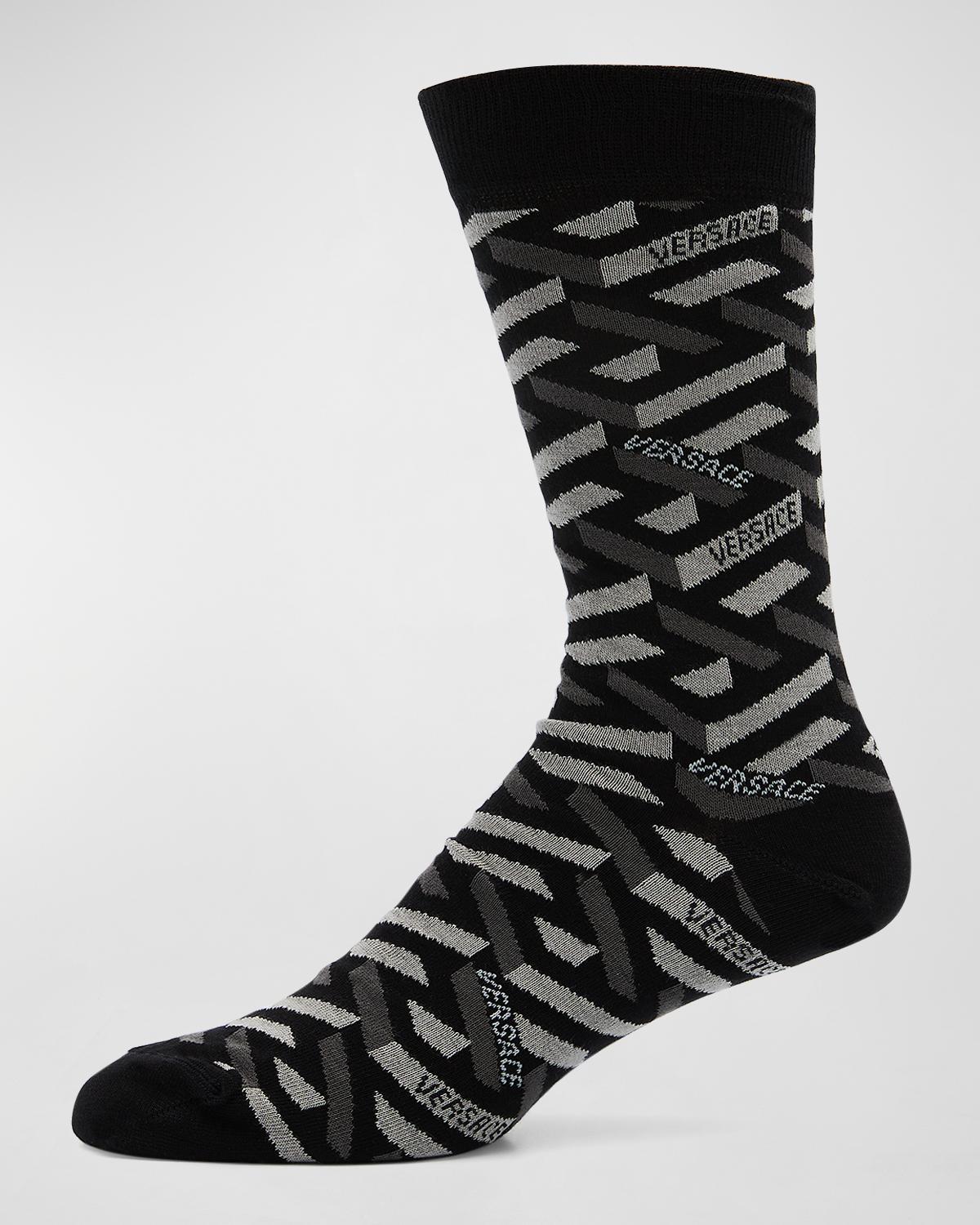 Mens Jacquard Monogram Crew Socks Product Image