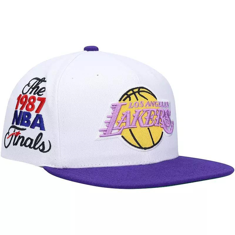 Mens Mitchell & Ness /Purple Los Angeles Lakers Hardwood Classics 1987 NBA Finals XL Patch Snapback Hat Product Image