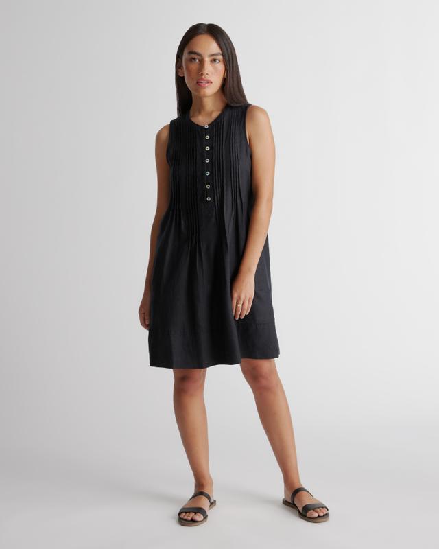 Womens 100% European Linen Sleeveless Swing Dress in Black, Size XS by Quince Product Image