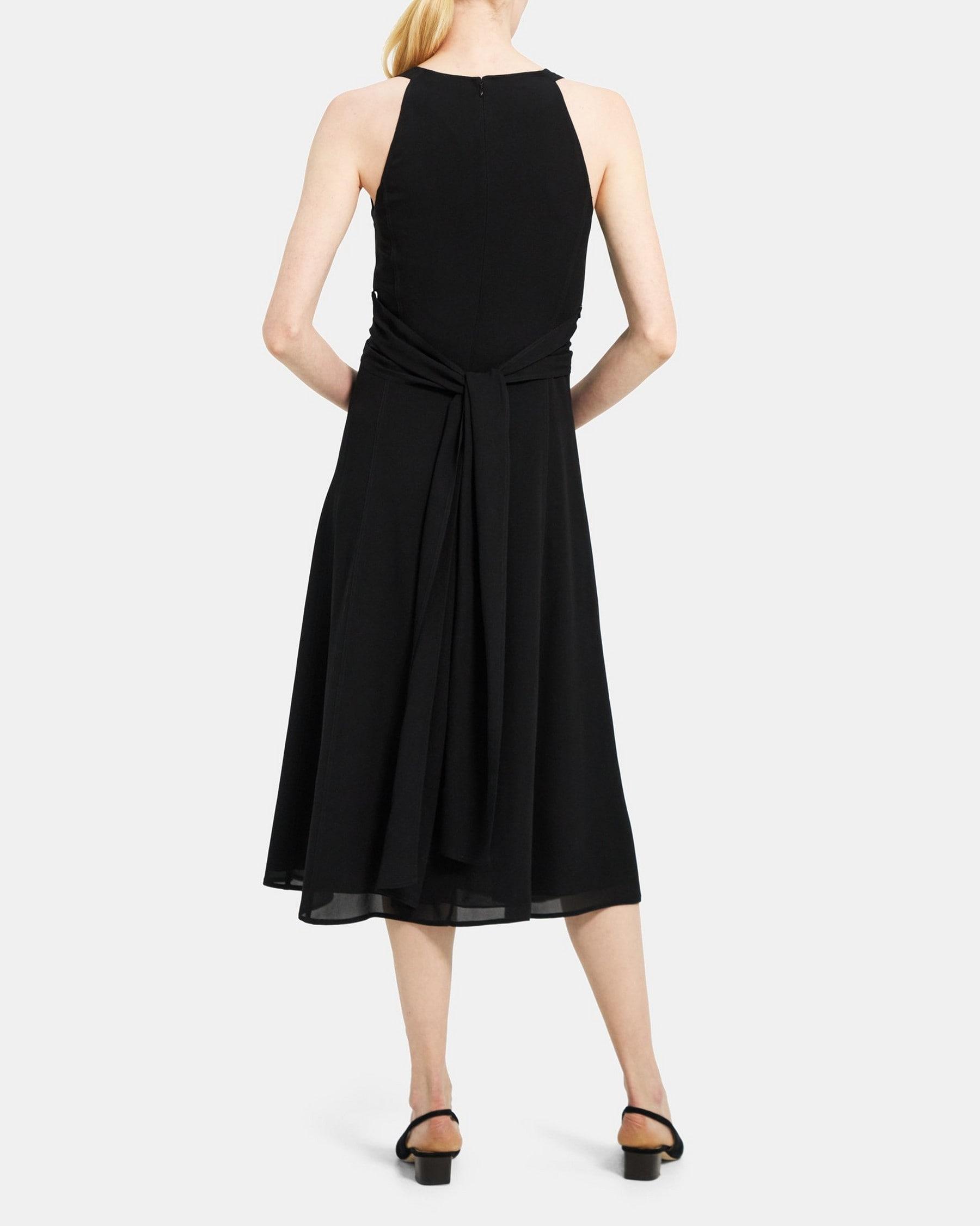 Sleeveless Wrap Dress in Silk Crepe Product Image