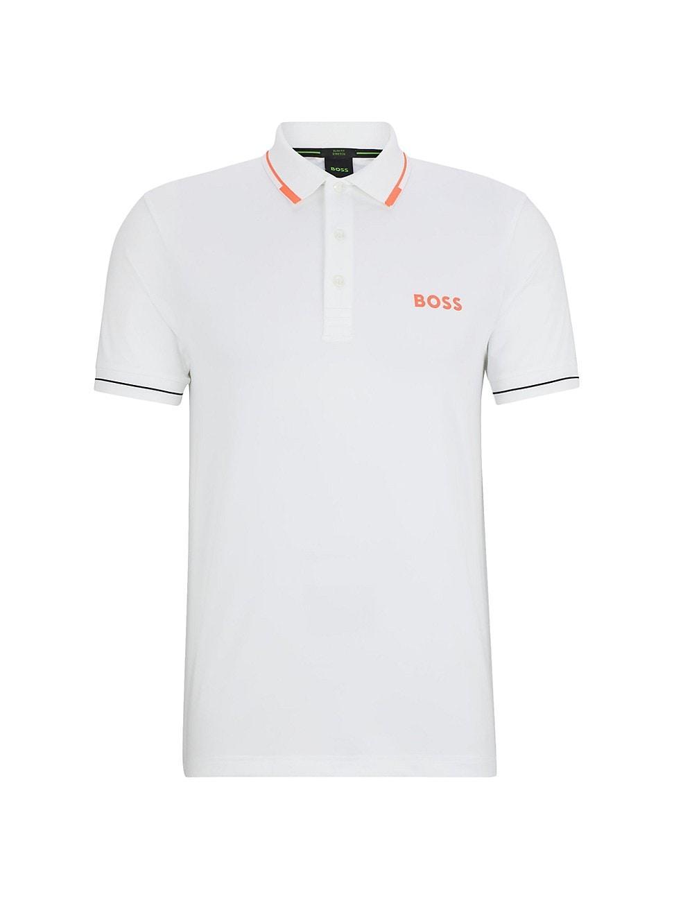 Mens Slim-Fit Polo Shirt with Contrast Logos Product Image