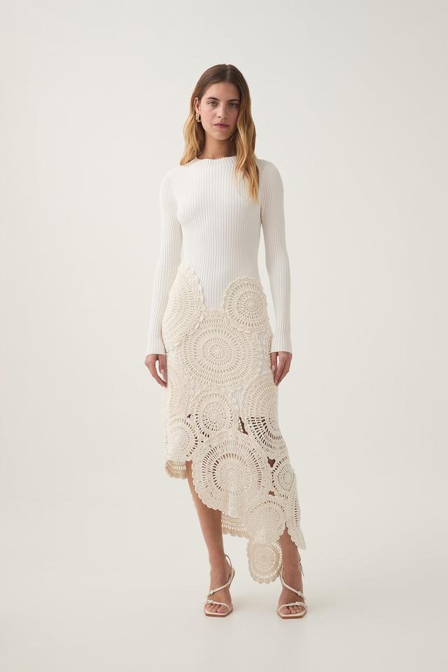 Mosaic Crochet Midi Dress Product Image