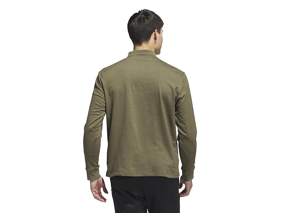 adidas Golf Essentials Long Sleeve Polo Shirt (Olive Strata Melange) Men's Clothing Product Image