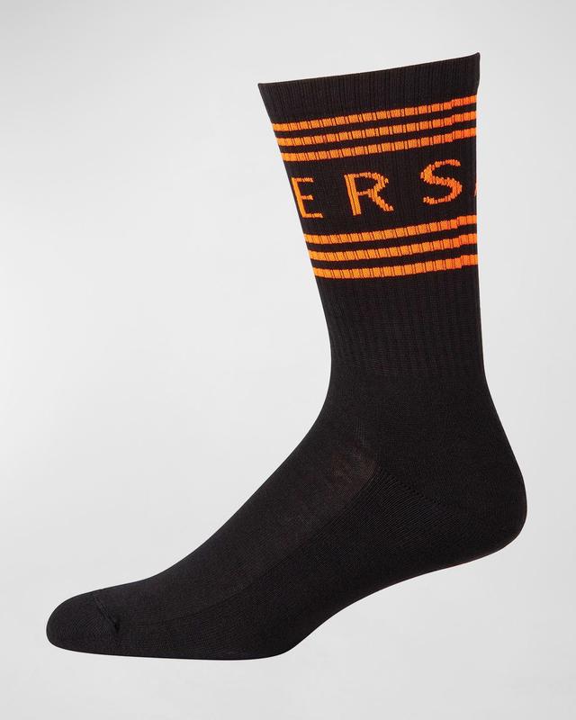 Versace Logo Cotton Blend Crew Socks Product Image