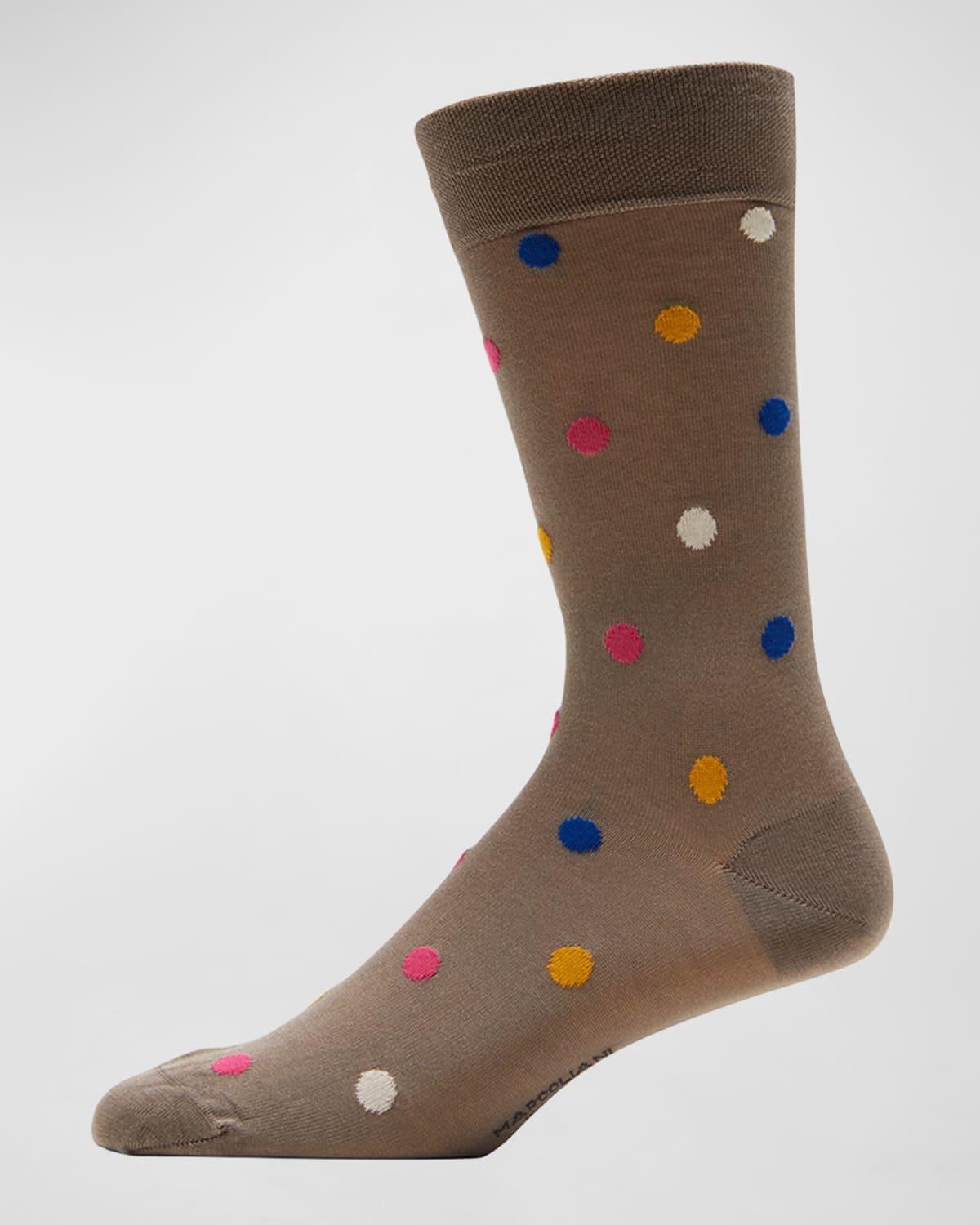 Mens Polka Dot Cotton-Blend Crew Socks Product Image