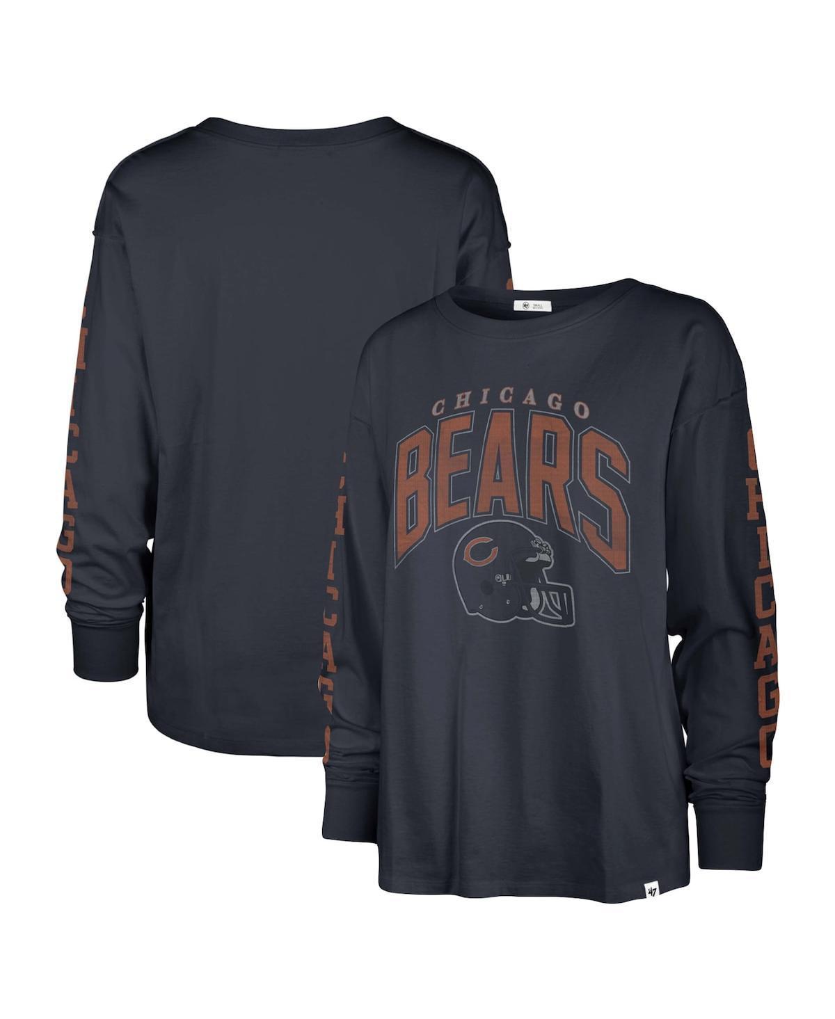 Womens 47 Brand Navy Distressed Chicago Bears Tom Cat Long Sleeve T-shirt Product Image