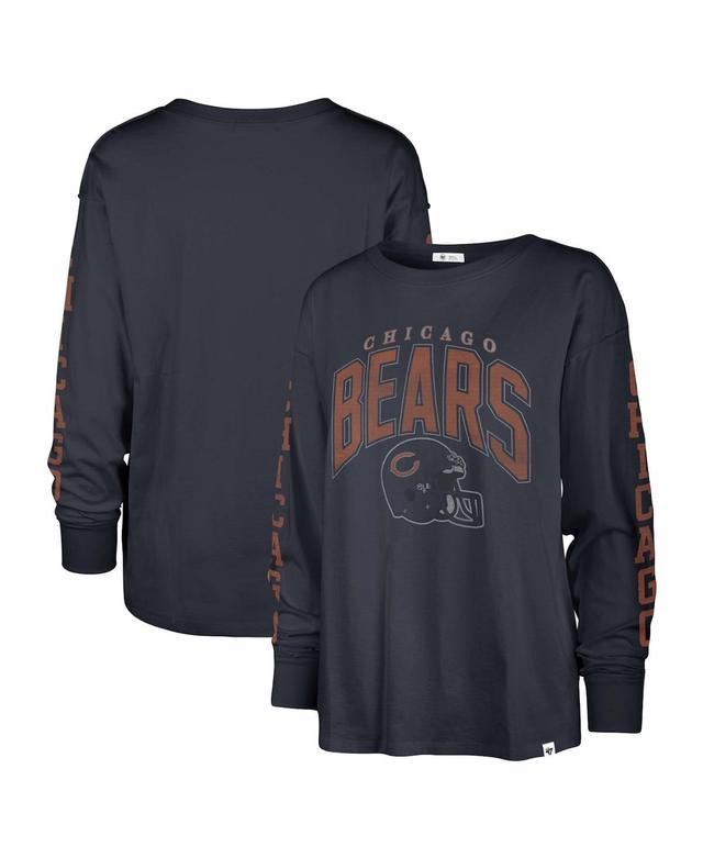 Womens 47 Brand Navy Distressed Chicago Bears Tom Cat Long Sleeve T-shirt Product Image