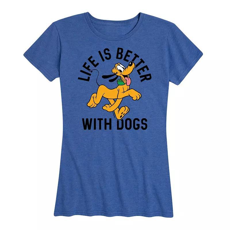 Disneys Pluto Womens Life Is Better With Dogs Graphic Tee Product Image