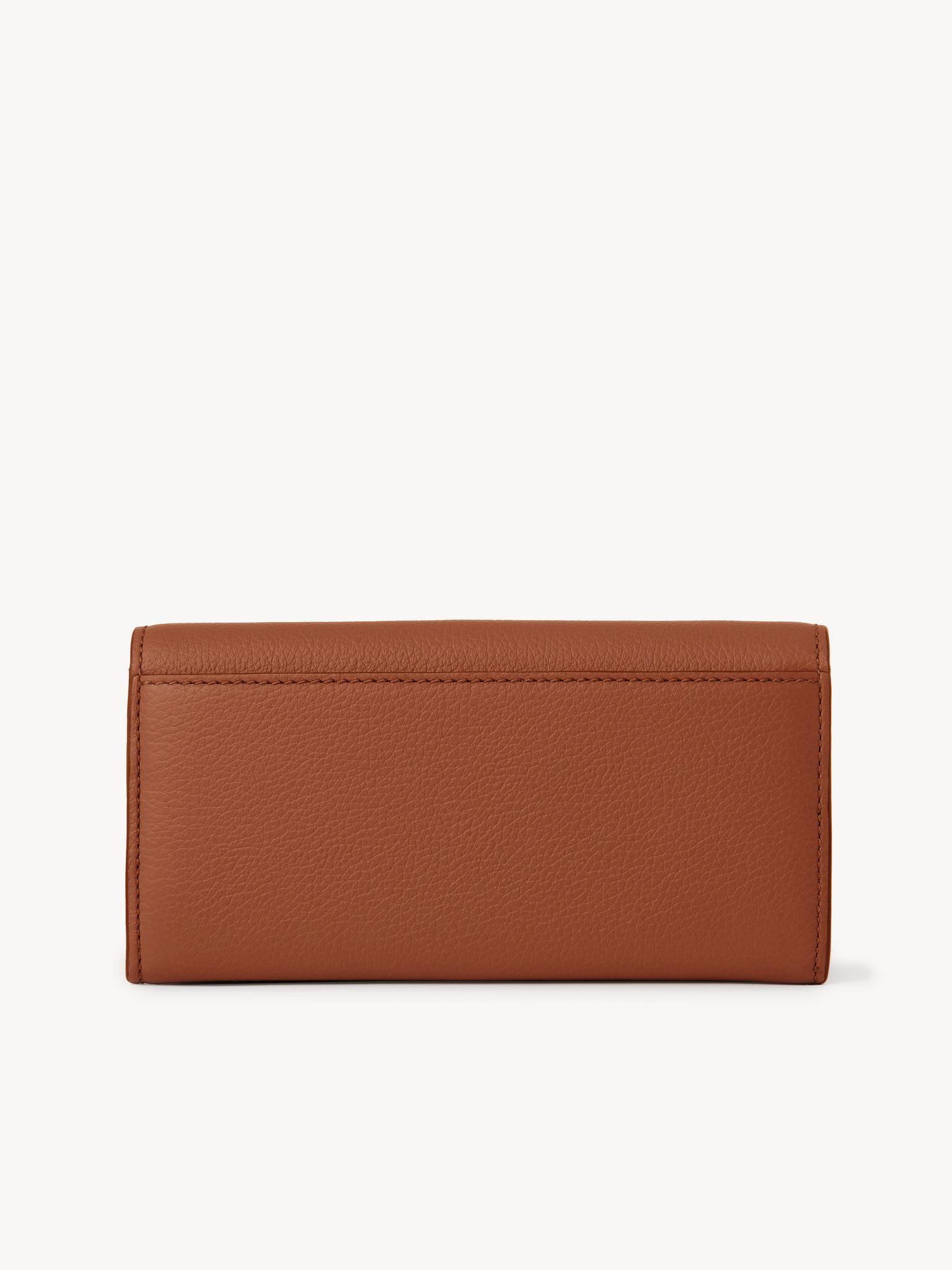 Marcie long wallet with flap in grained leather Product Image