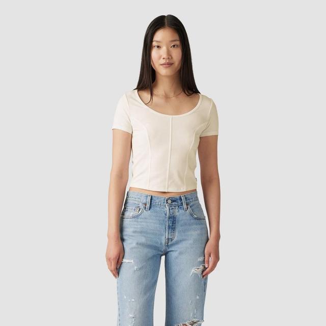 Levis Womens Short Sleeve Cropped Mars Corset T-Shirt - Egret Tan L Product Image