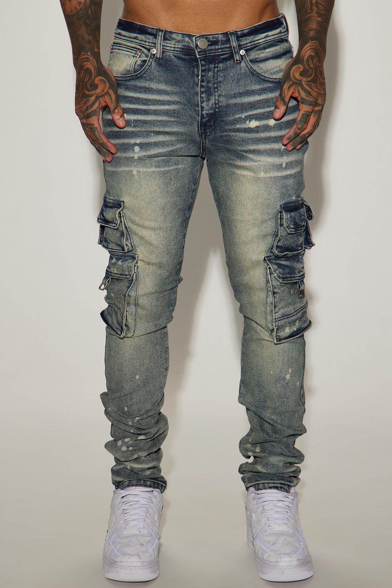 Loaded Stacked Skinny Cargo Jeans - Medium Wash Product Image