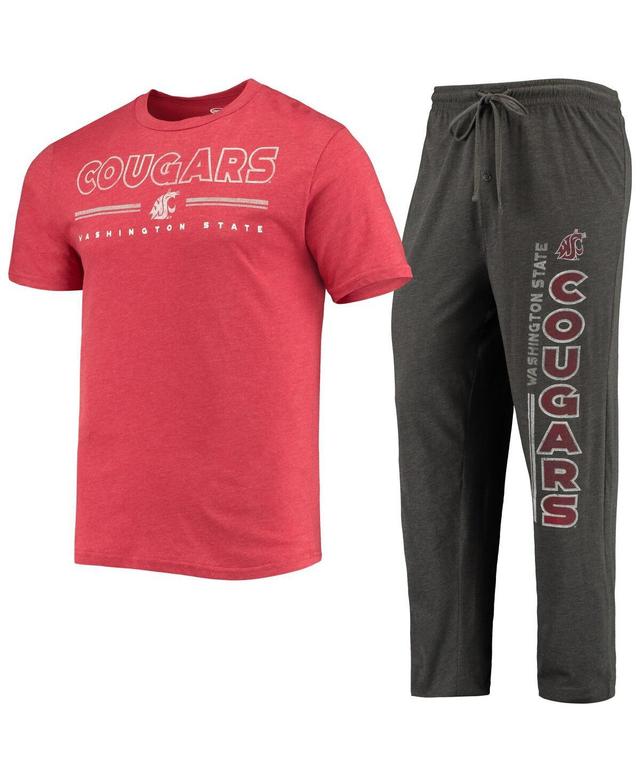 Mens Concepts Sport Heathered Charcoal Distressed Washington State Cougars Meter T-shirt and Pants Sleep Set - Heathered Charcoal Product Image