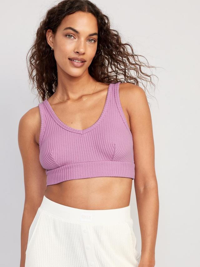 Waffle-Knit V-Neck Pajama Bralette Top Product Image