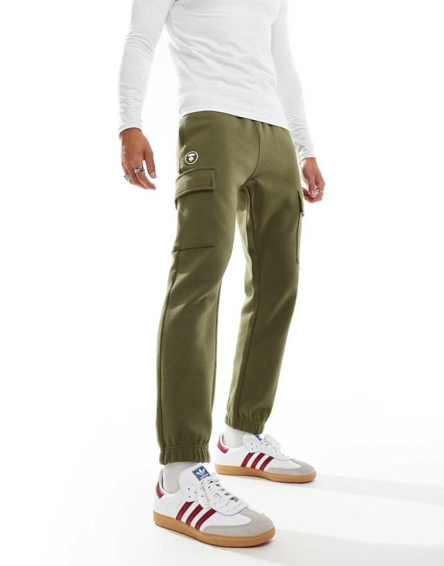 AAPE By A Bathing Ape logo cargo cuffed sweatpants in khaki Product Image