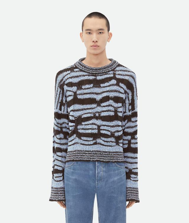 Men's Distorted Stripe Cotton Jumper in Admiral/fondant Product Image