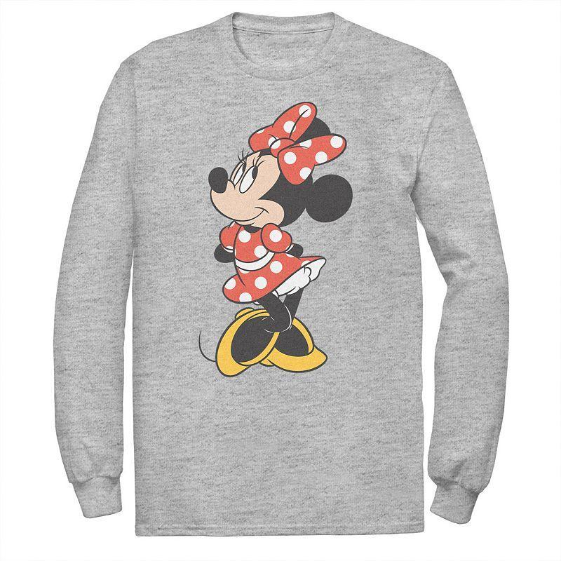 Disneys Minnie Mouse Big & Tall Traditional Pose Long Sleeve, Mens Athletic Grey Product Image