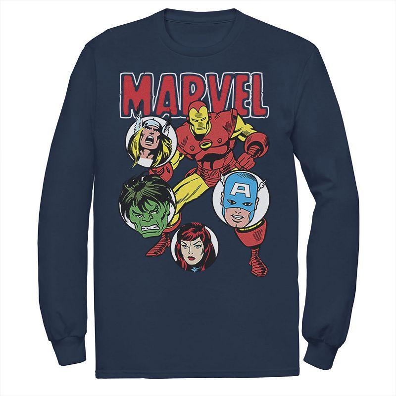 Mens Marvel Avengers Classic Group Shot Circles Tee Blue Product Image