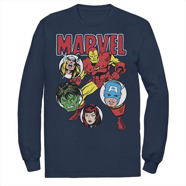 Mens Marvel Avengers Classic Group Shot Circles Tee Blue Product Image