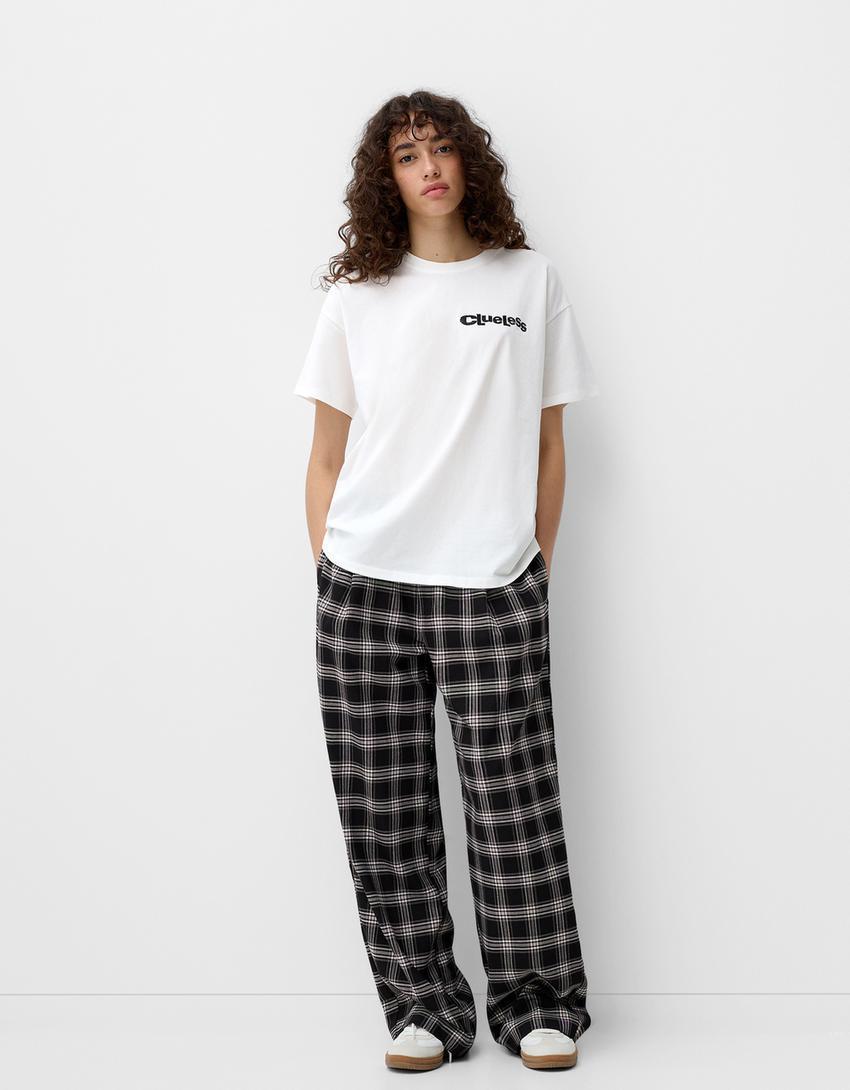 Straight fit plaid pants Product Image