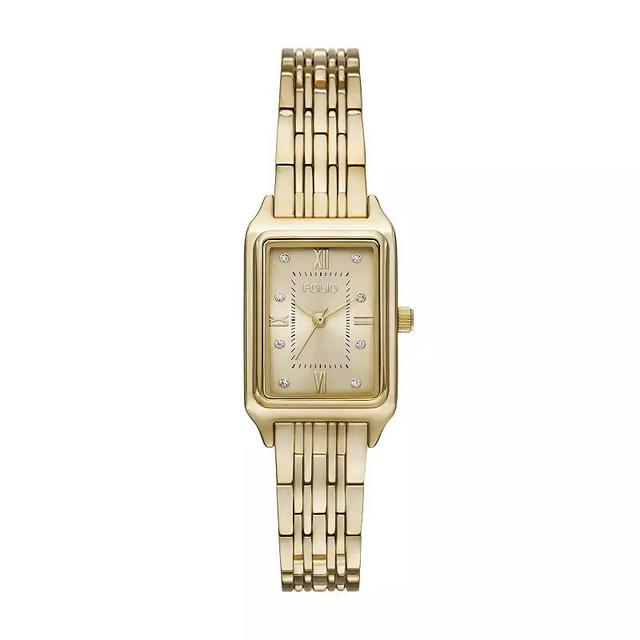 Folio Womens Rectangular Bracelet Watch, Gold Tone Product Image