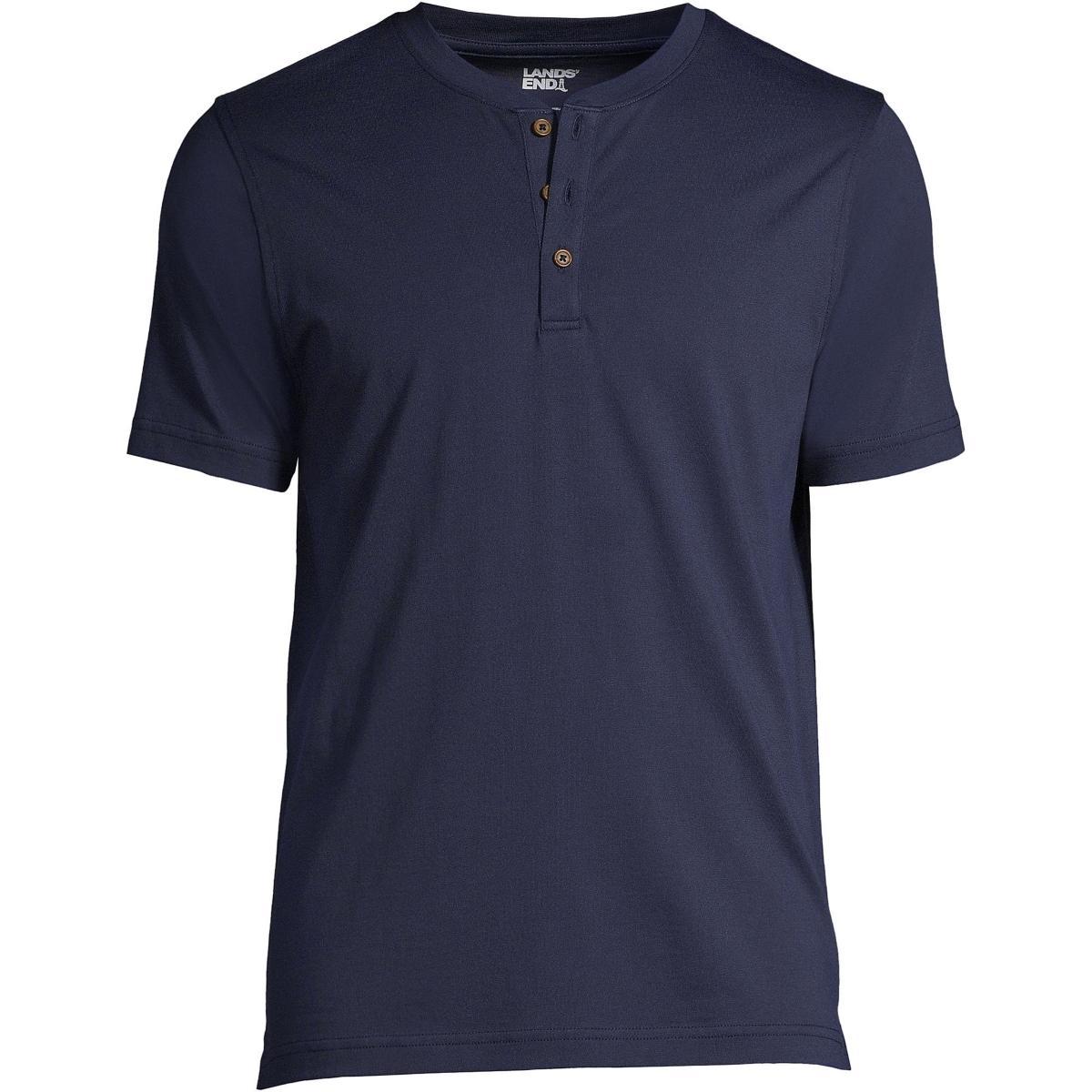 Mens Lands End Supima Jersey Henley Top Dark Blue Product Image