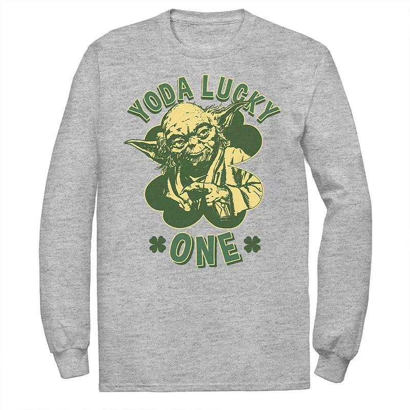 Mens Star Wars Yoda Lucky One Retro St Patricks Day Tee Athletic Grey Product Image