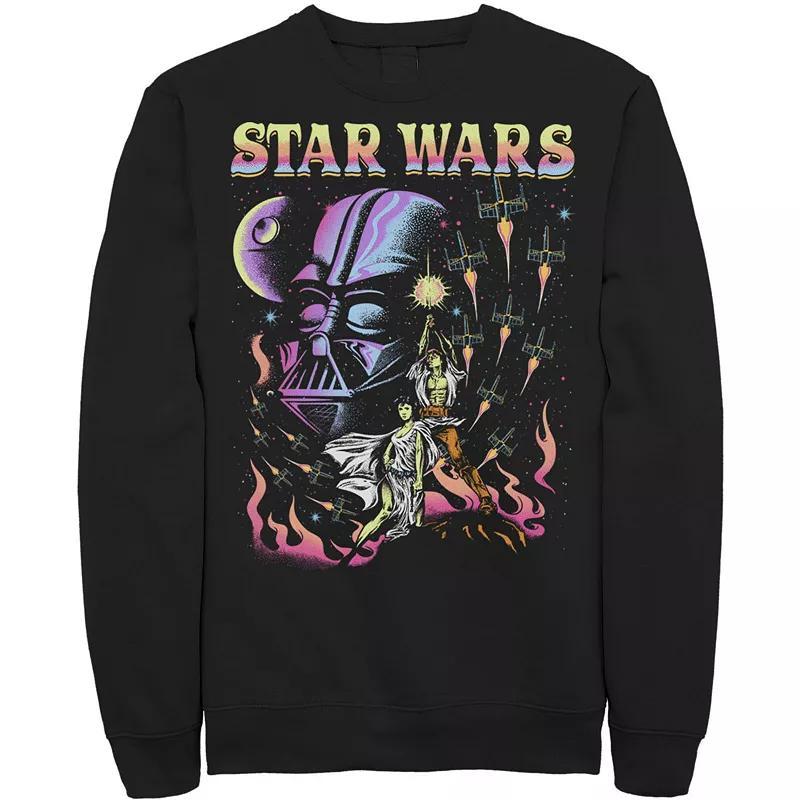 Mens Star Wars Retro Blacklight Colors Poster Sweatshirt Grey Heather Product Image